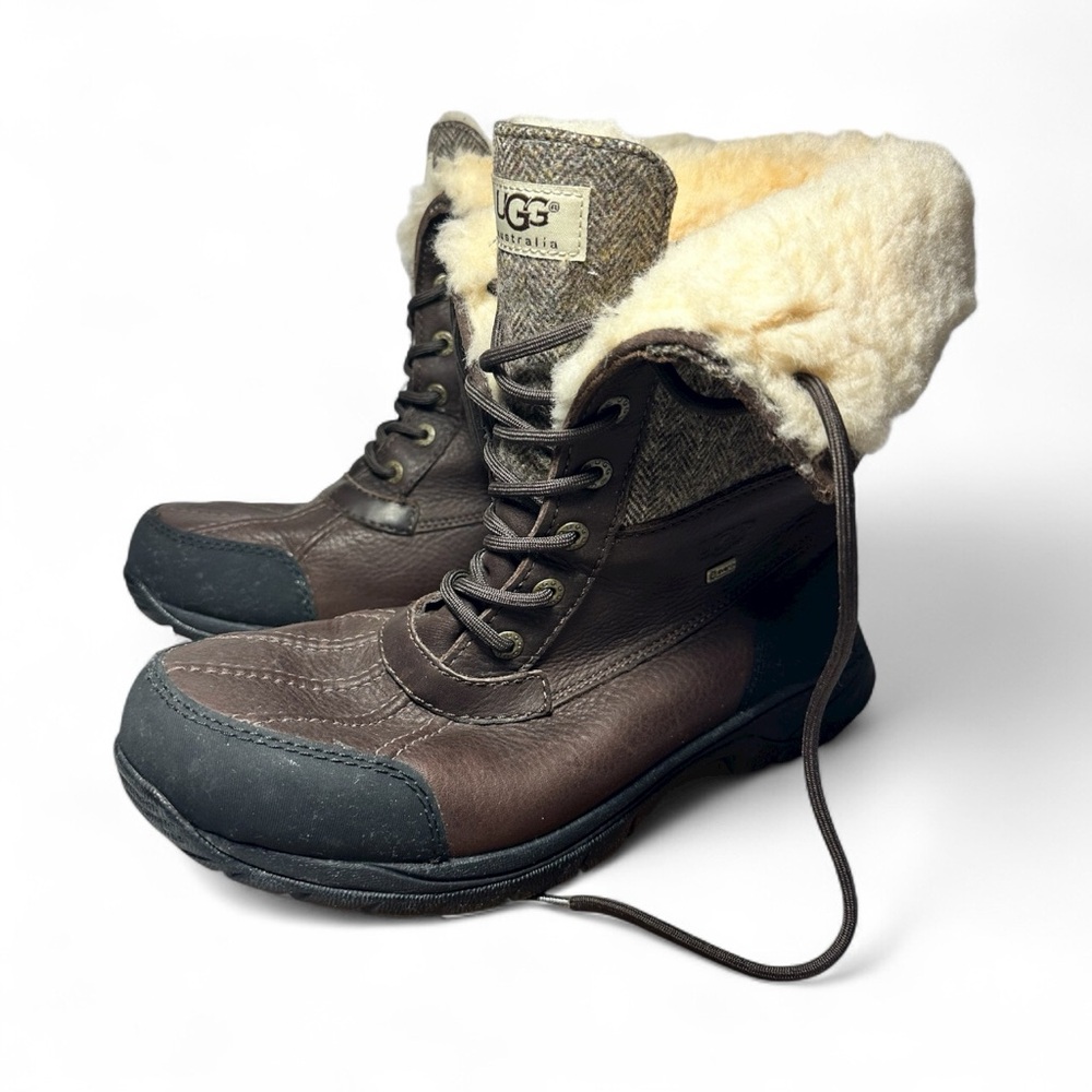 UGG Australia Adirondack Waterproof Leather Winter Boots Brown Men’s size 9.5 - Picture 3 of 12